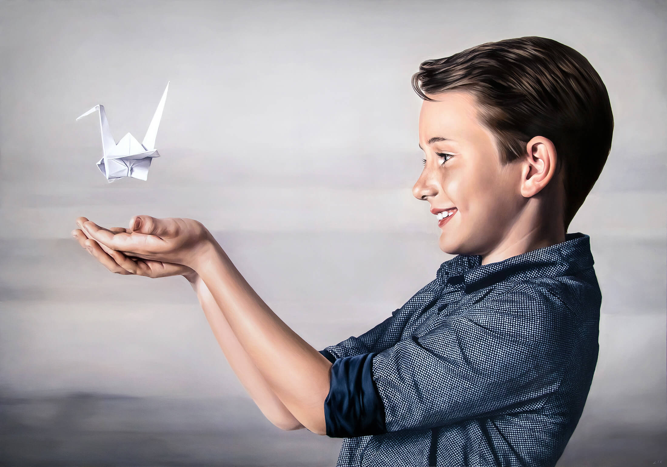 Journey of 1000 Cranes, Pt. 2 — Oil on Aluminium by Lix North