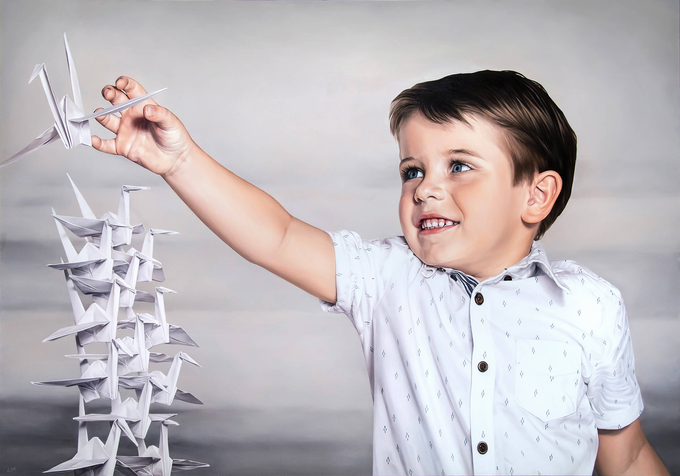 Journey of 1000 Cranes, Pt. 3 — Oil on Aluminium by Lix North