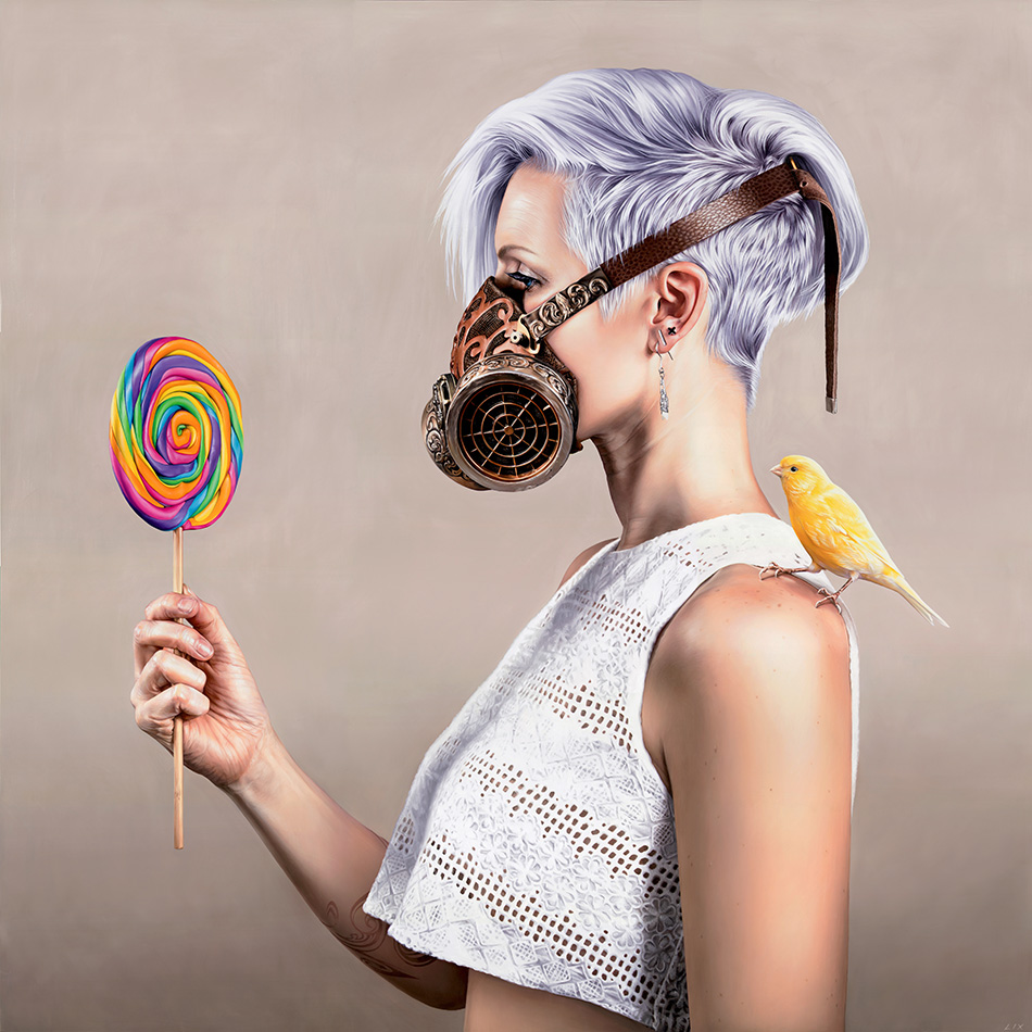 Lix North 'Provocateur', oil on aluminium, 100x100cm