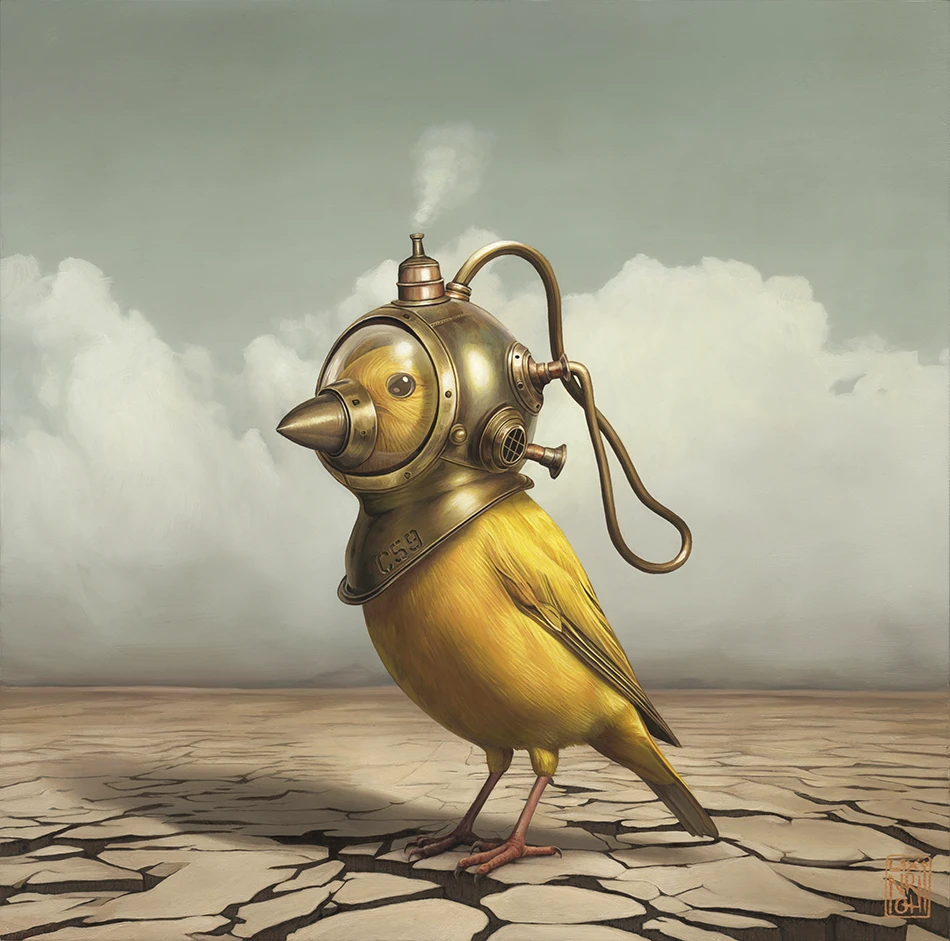 'Avant Garde' oil painting in the Aves ex Machina Series by Lix North © 2024